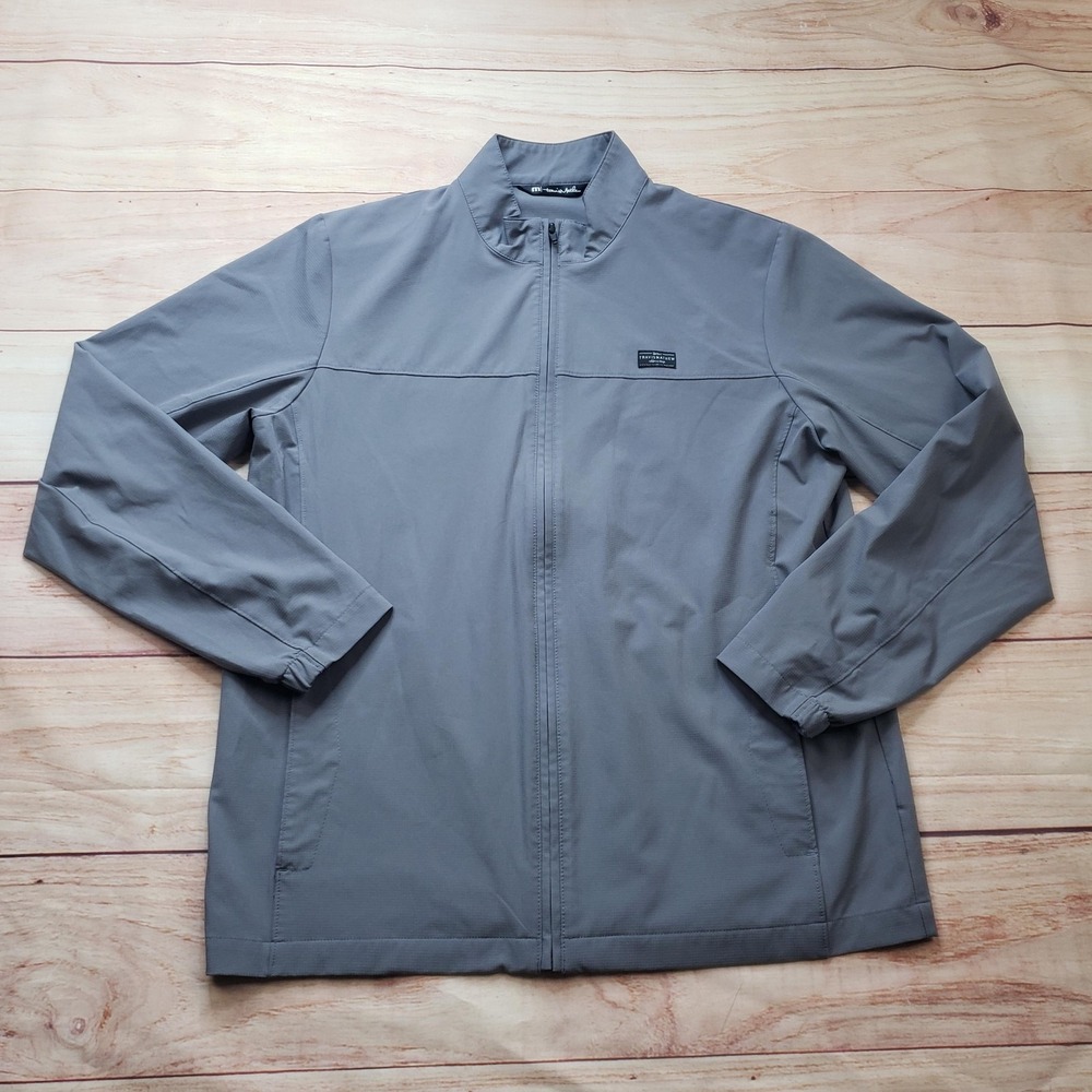 TravisMathew Jacket Mens L Gray Windbreaker Full Zip Lightweight Softshell Golf